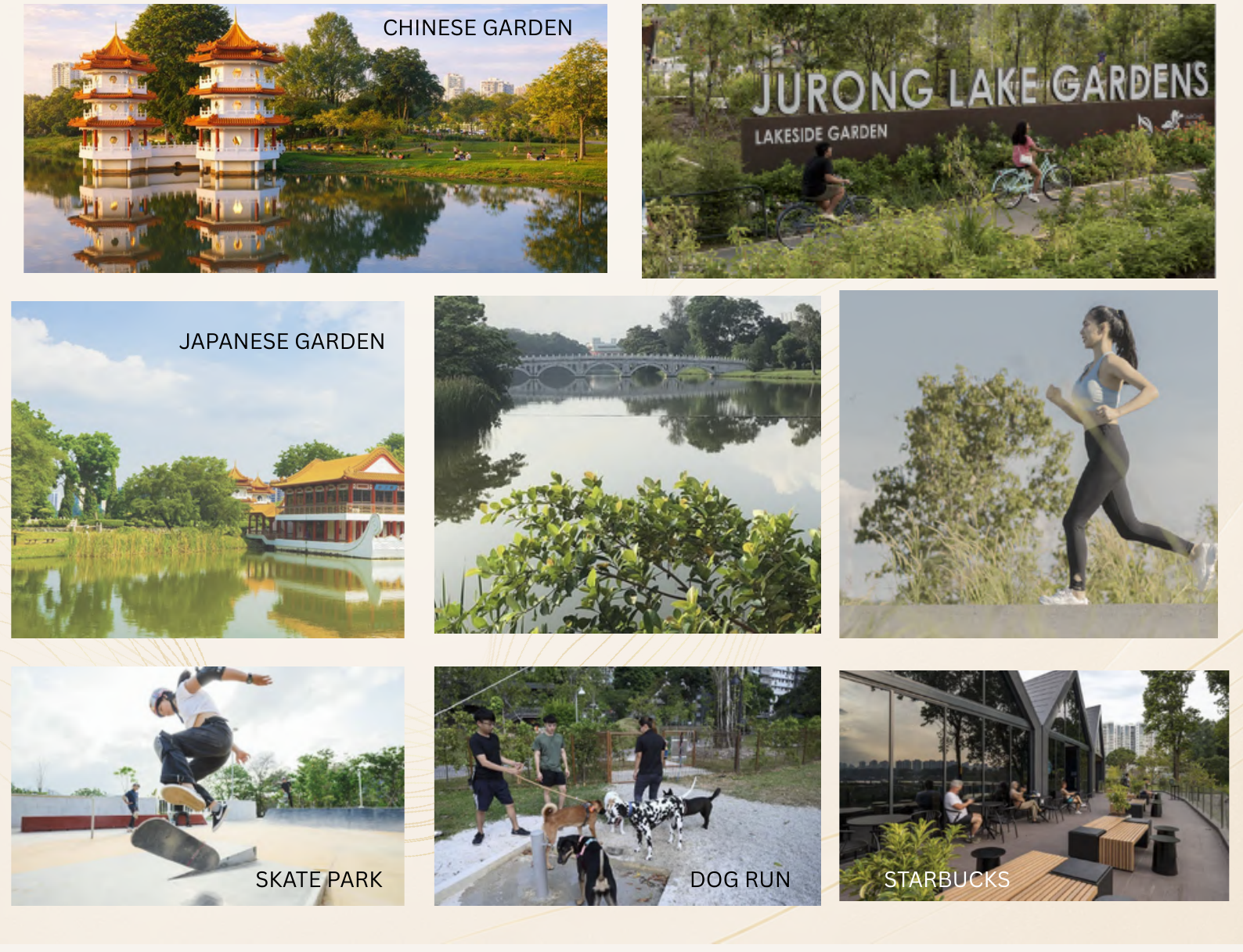 Chinese Garden, Jurong Lake Gardens, Japanese Garden, skate park, dog run and Starbucks near Lucerne Grand
